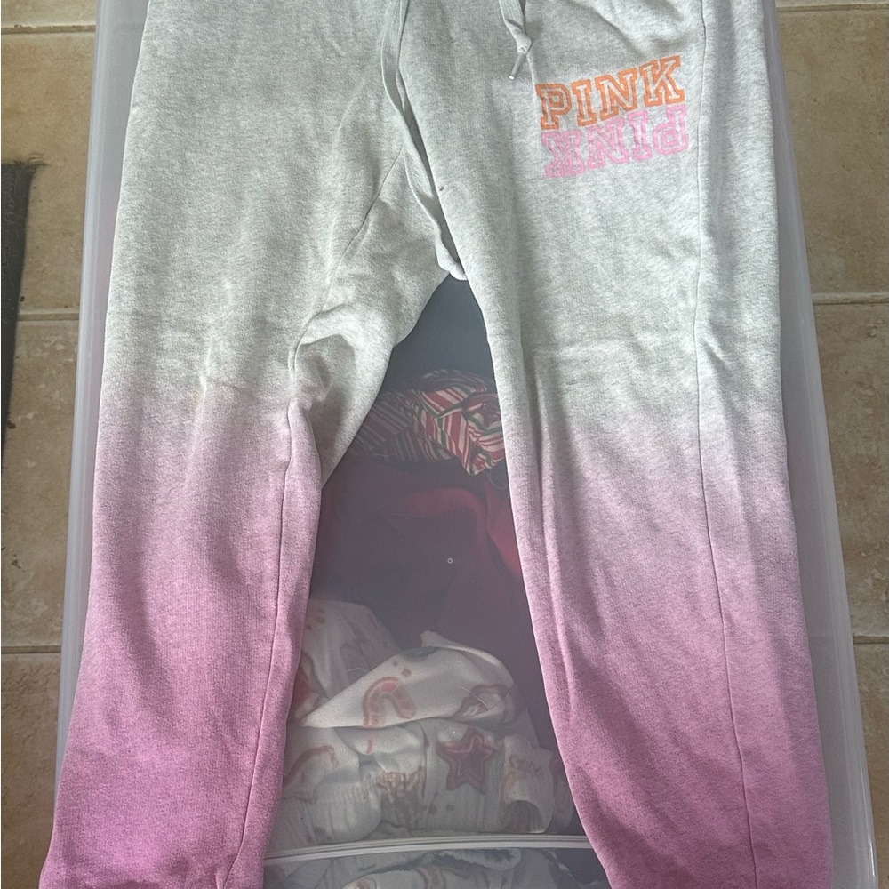 Victoria's Secret Pink and Gray Sweatpants Relaxed Fit